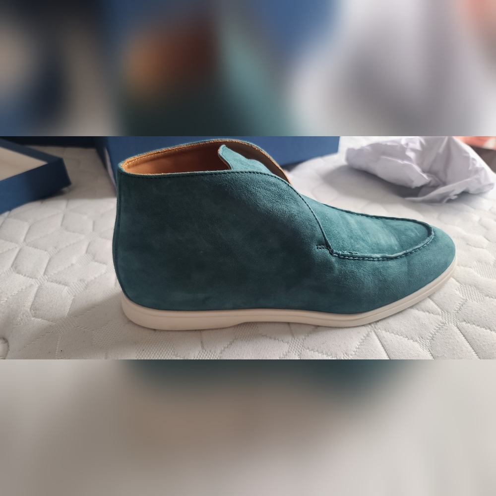 Teal Suede Ankle Bootie - Women's Casual Slip-On